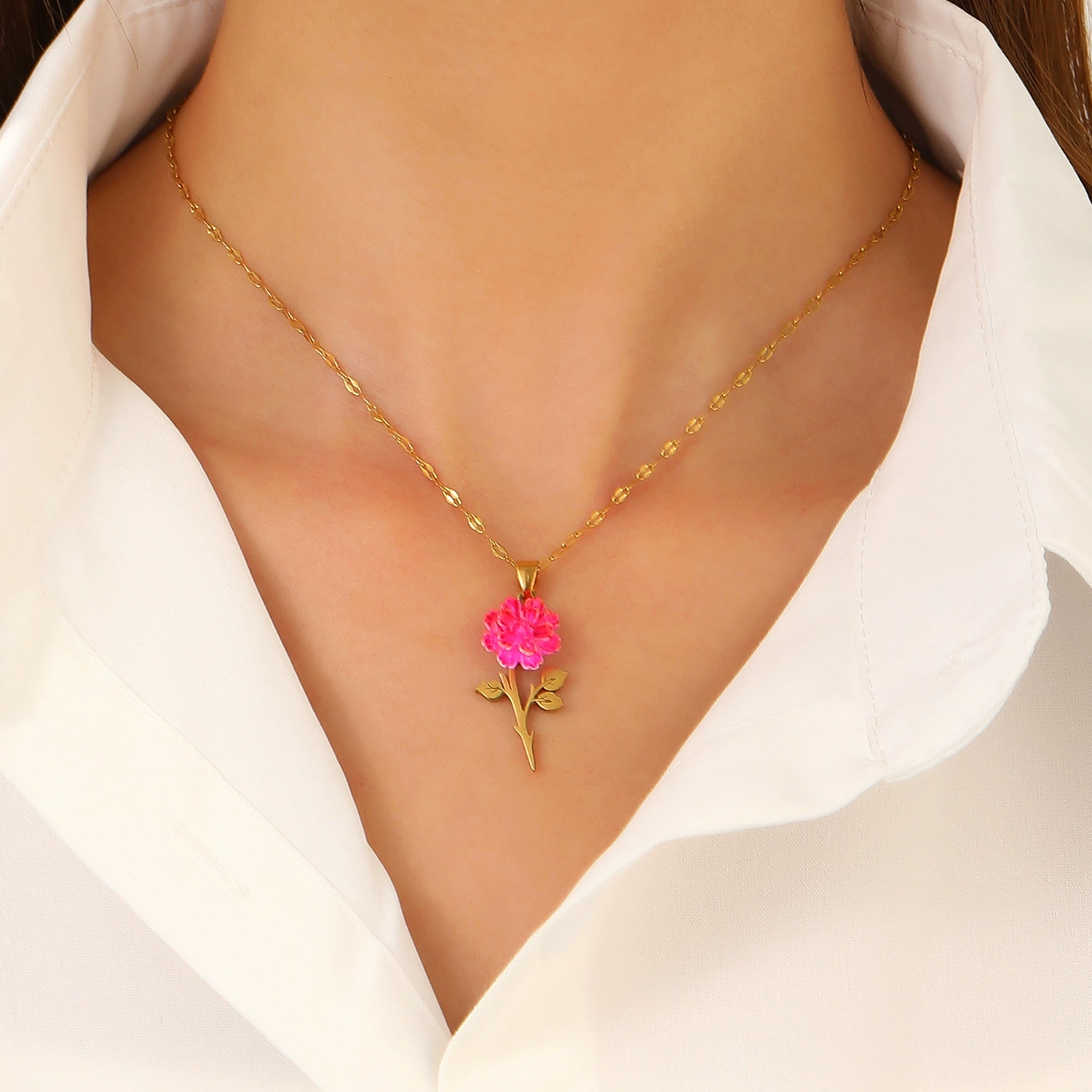 Rose Titanium Steel Necklace - Image 2